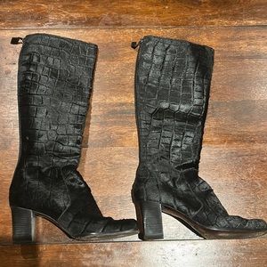 Yves Saint Laurent Pony Hair Tall Black Boot.